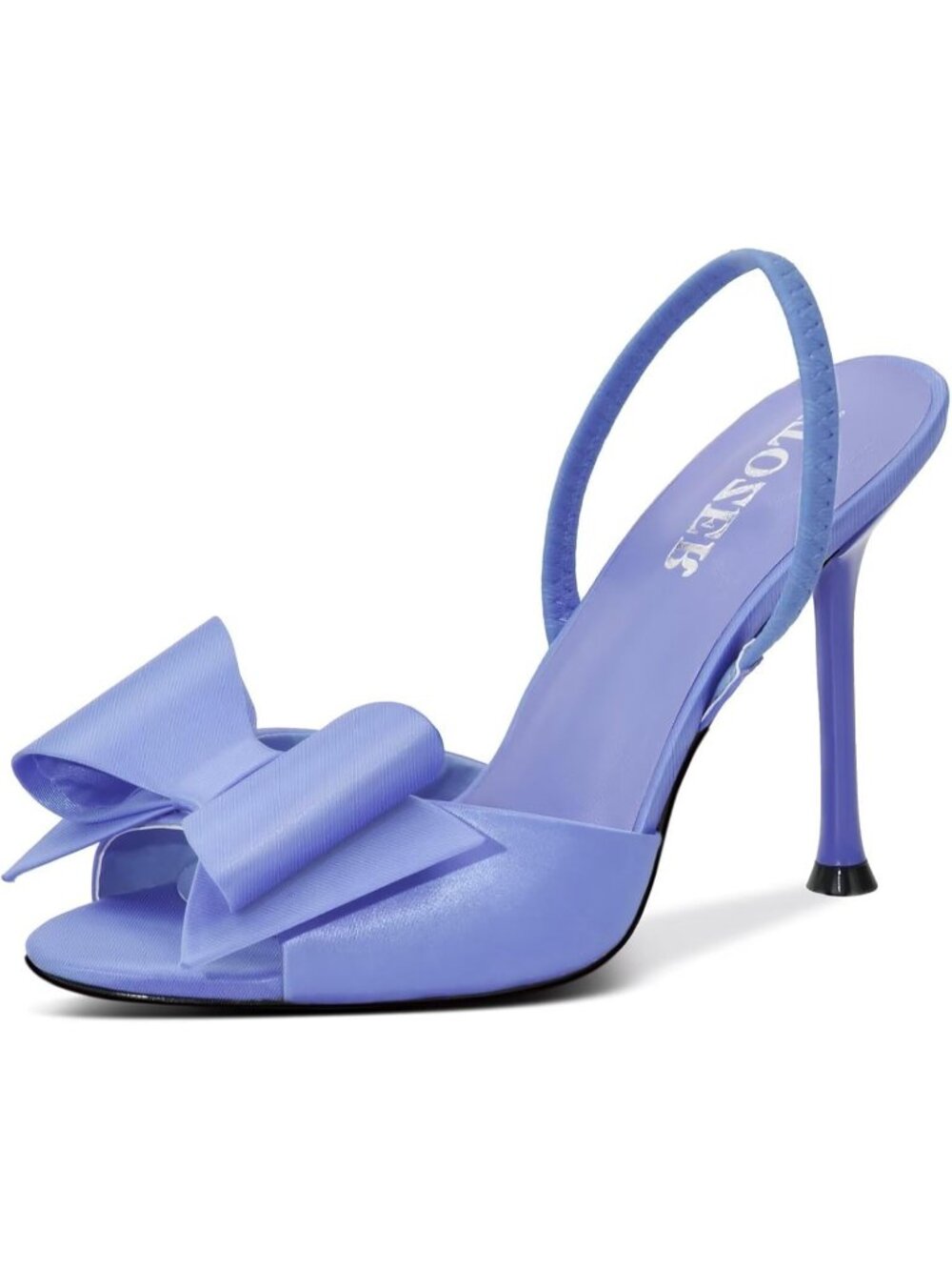 Women's Blue Comfortable Open Toe Mules Bow Stiletto Sexy Slingback High Heels